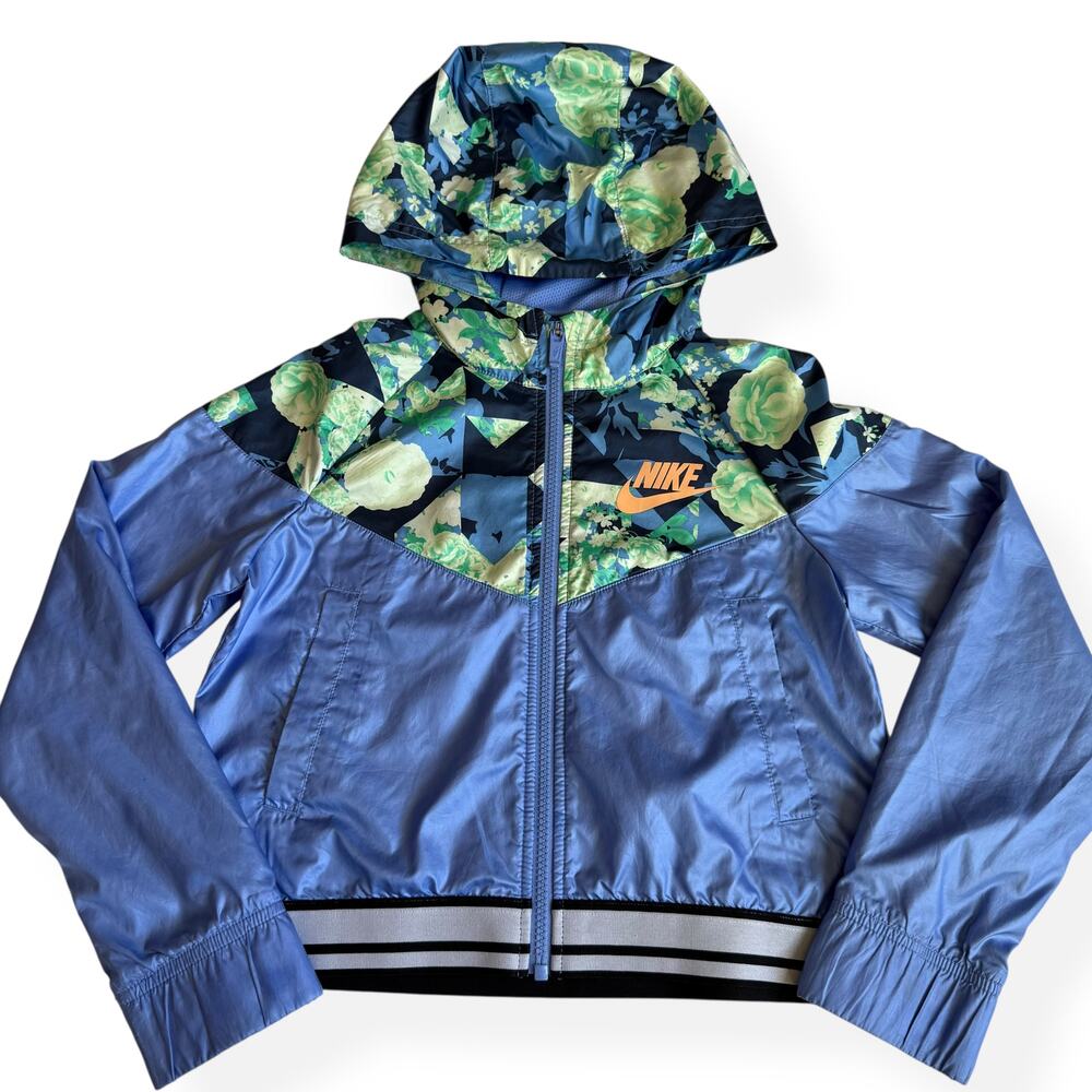 Nike Girls Windbreaker Jacket Purple Floral Medium